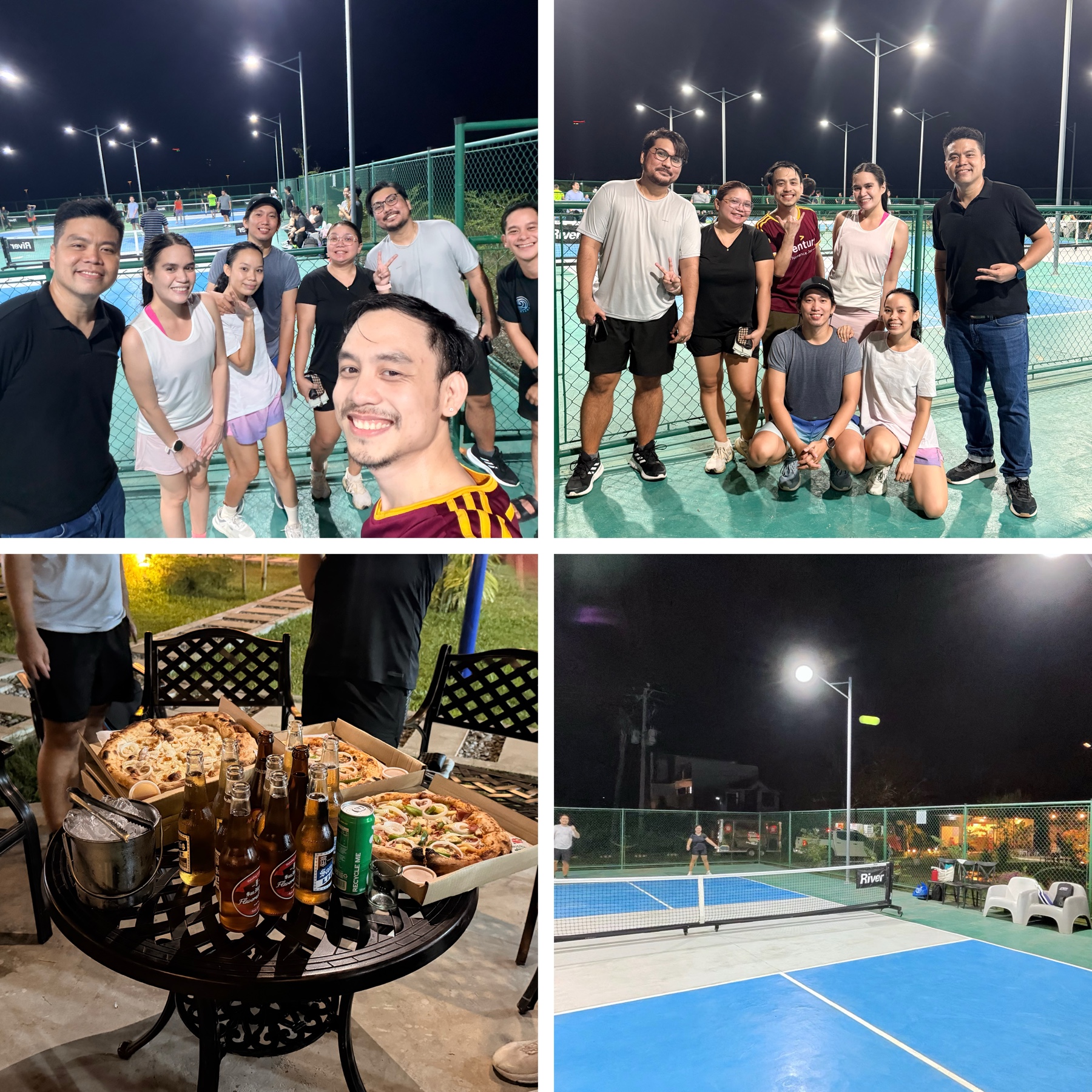 Workmate pickleball nights back in Cebu — games, group photos, and the obligatory pizza after