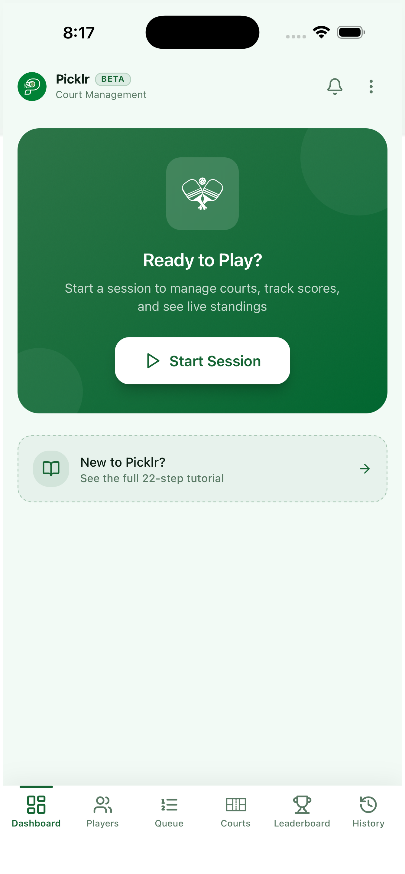 2. Welcome screen