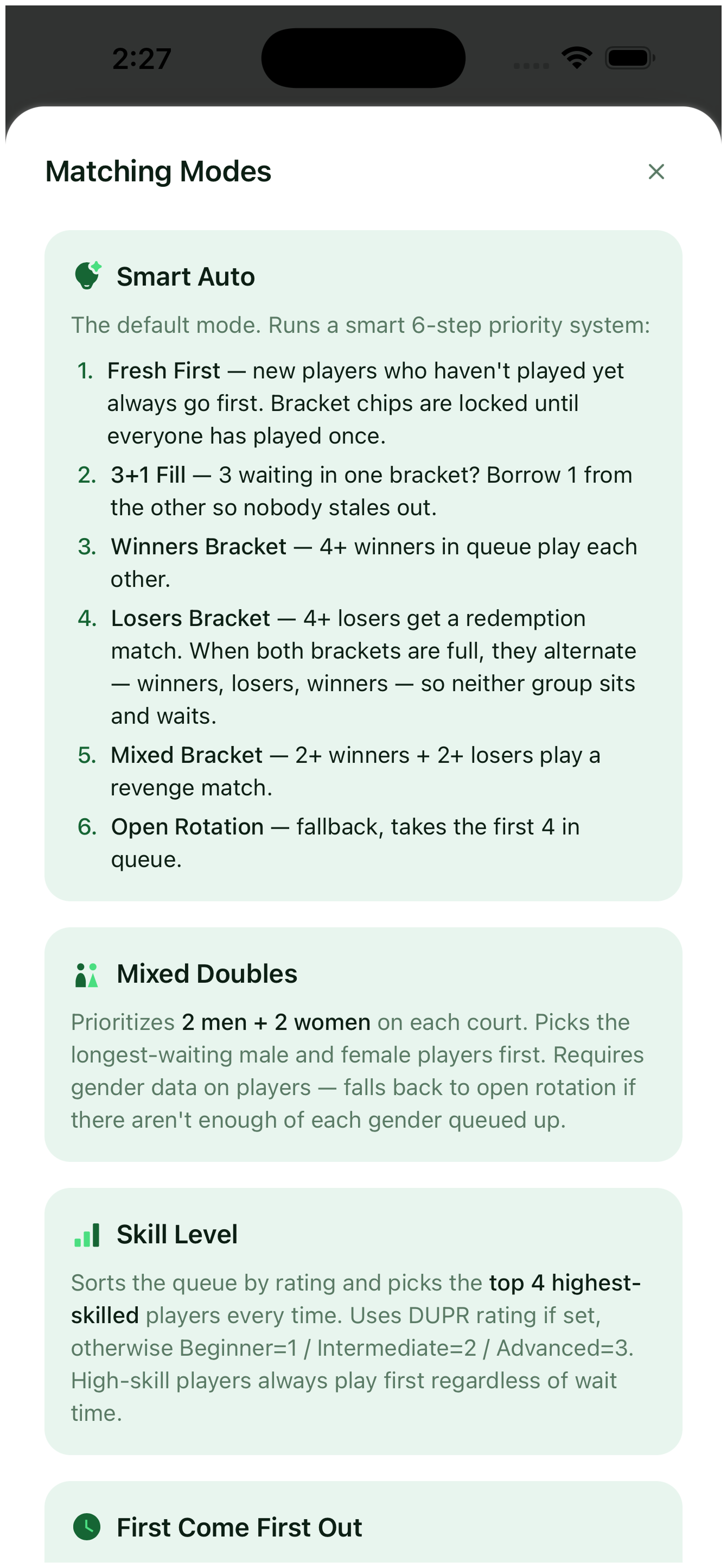 4. Choose a matching mode