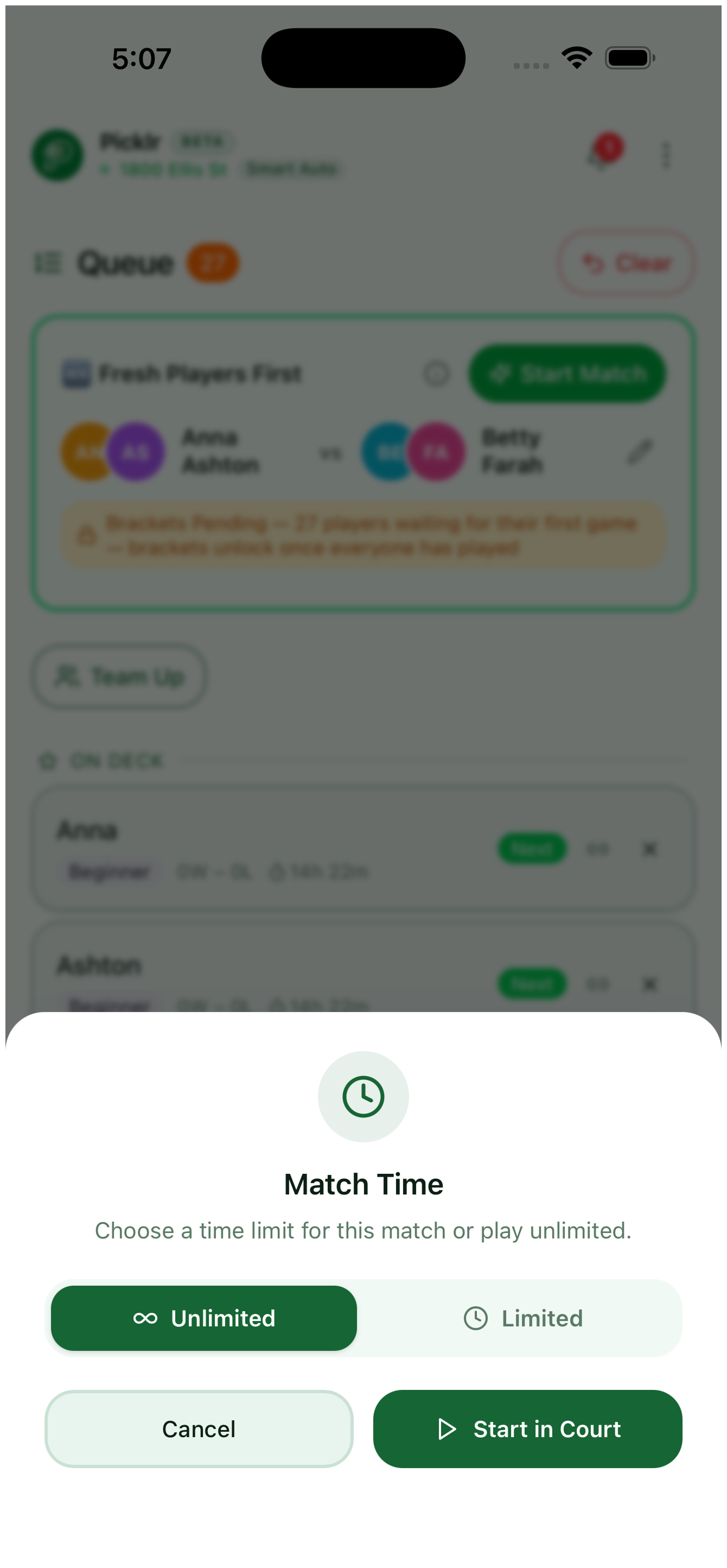 11. Timed vs. unlimited matches — view 1