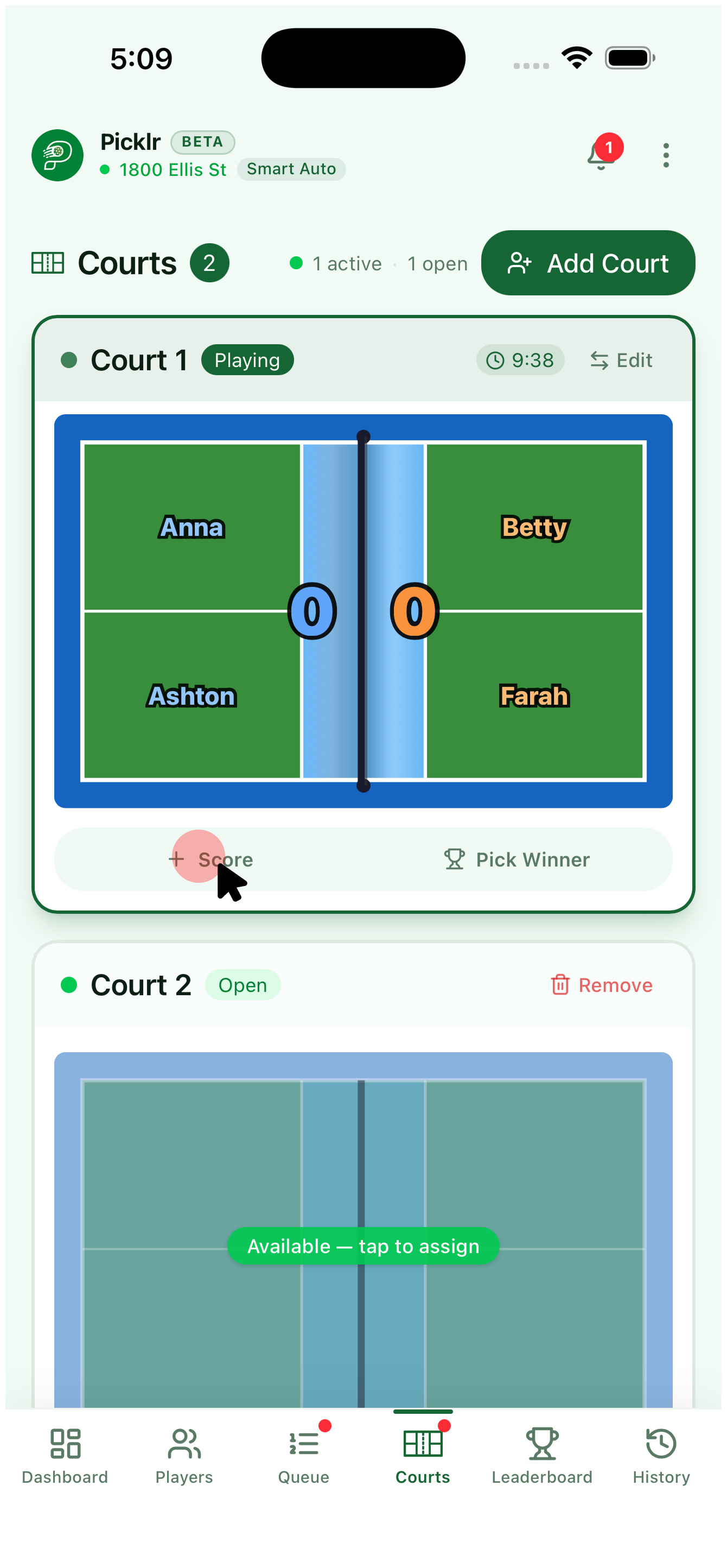 12. Add a score — view 1