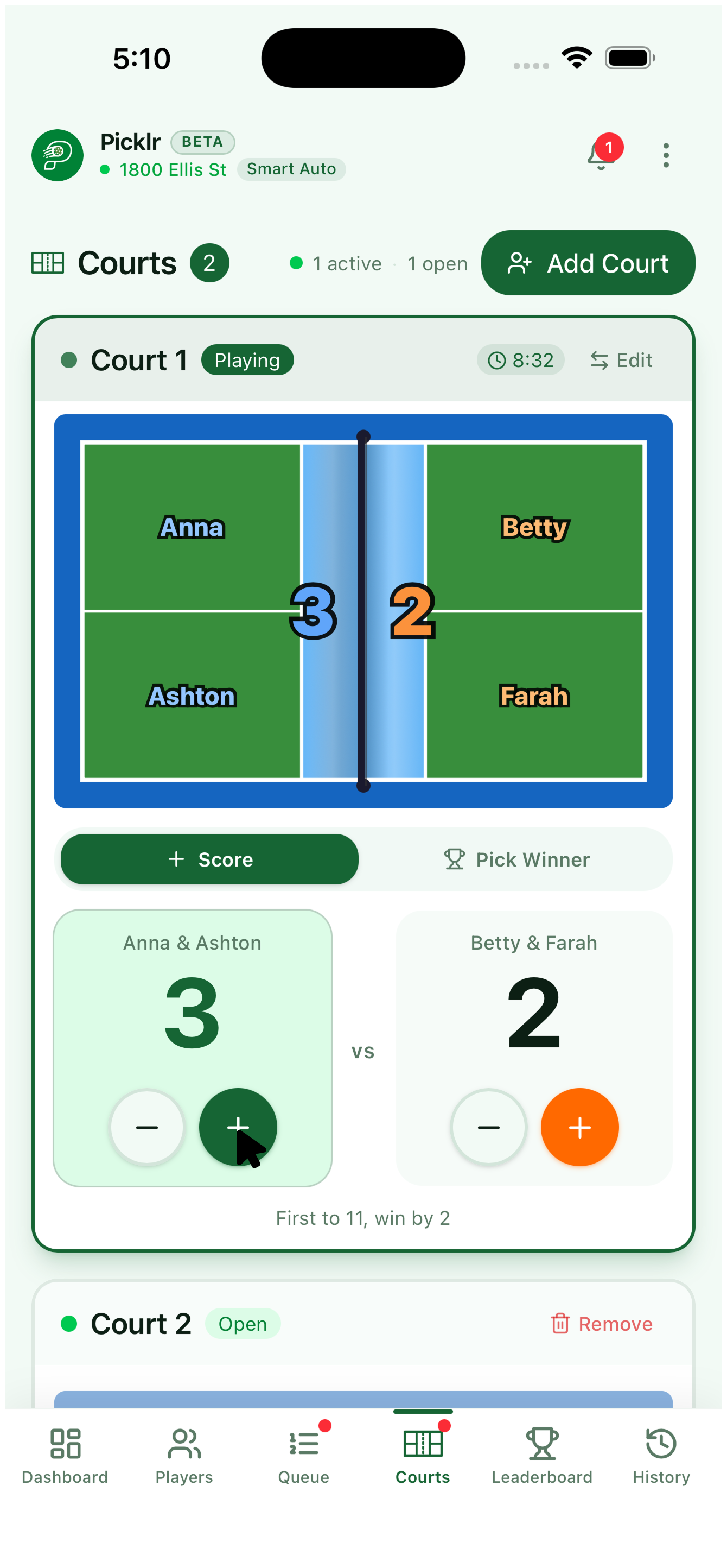 12. Add a score — view 2