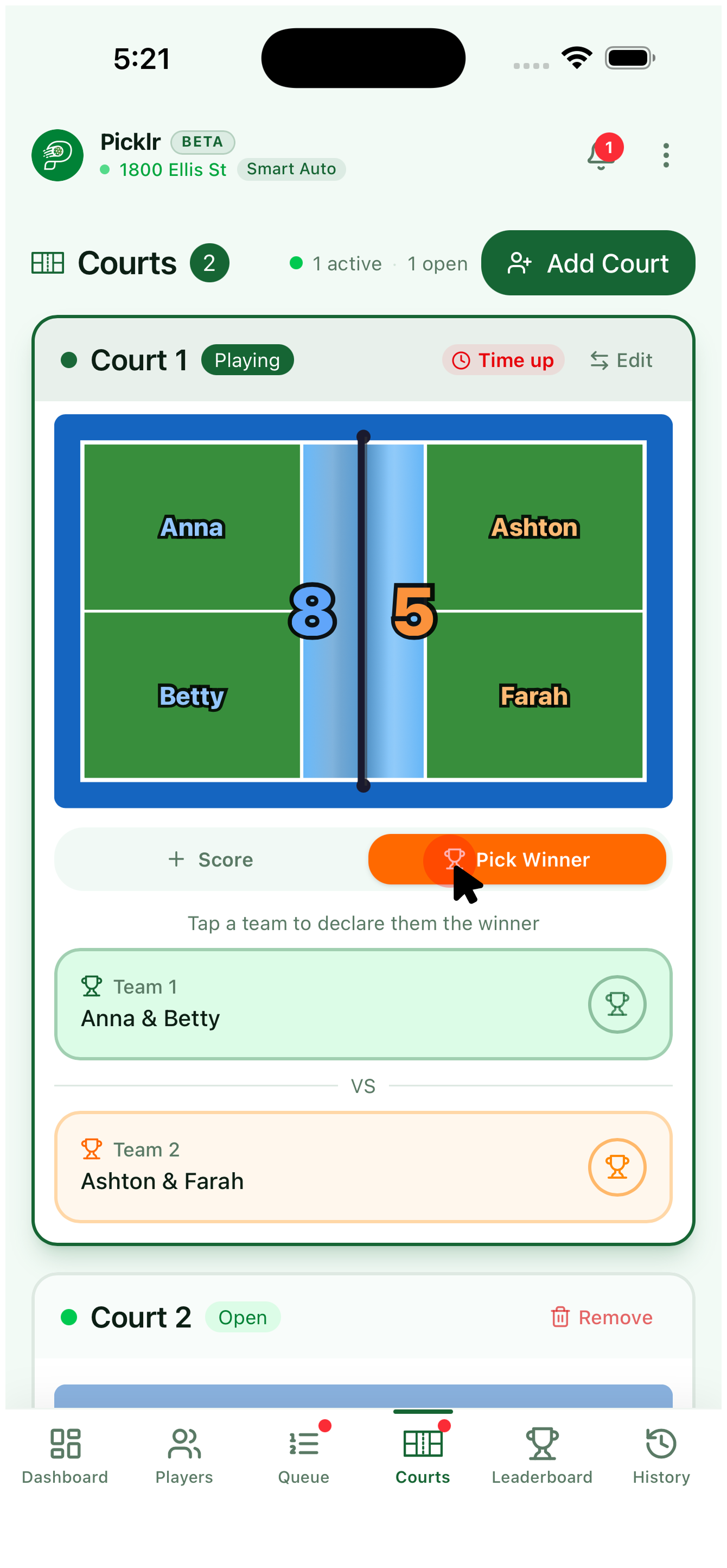 14. Confirm the winner — view 1