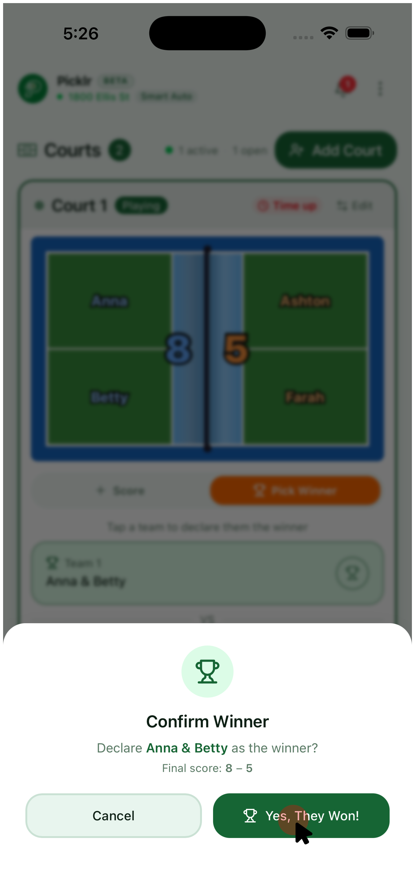 14. Confirm the winner — view 3